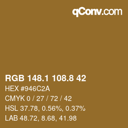 Color code: RGB 148.1 108.8 42 | qconv.com