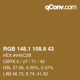 Color code: RGB 148.1 108.8 43 | qconv.com