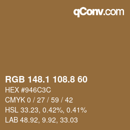 Farbcode: RGB 148.1 108.8 60 | qconv.com