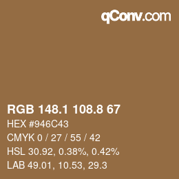 Color code: RGB 148.1 108.8 67 | qconv.com
