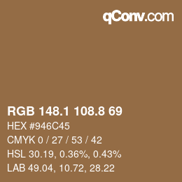 Color code: RGB 148.1 108.8 69 | qconv.com