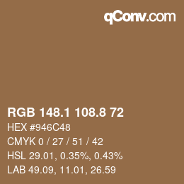 Color code: RGB 148.1 108.8 72 | qconv.com