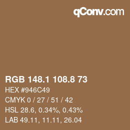 Color code: RGB 148.1 108.8 73 | qconv.com