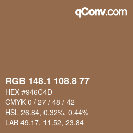 Color code: RGB 148.1 108.8 77 | qconv.com