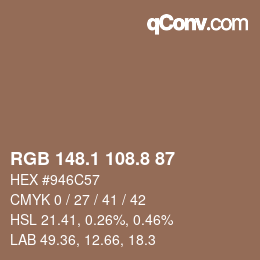 Color code: RGB 148.1 108.8 87 | qconv.com