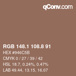Farbcode: RGB 148.1 108.8 91 | qconv.com