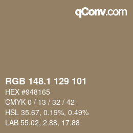 Color code: RGB 148.1 129 101 | qconv.com