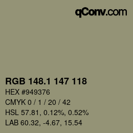 カラーコード: RGB 148.1 147 118 | qconv.com