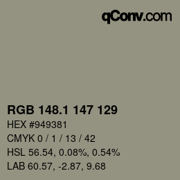 カラーコード: RGB 148.1 147 129 | qconv.com