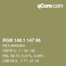 Color code: RGB 148.1 147 96 | qconv.com