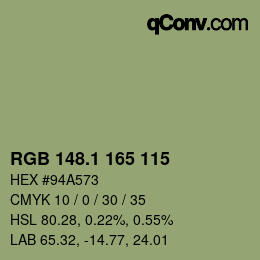 Color code: RGB 148.1 165 115 | qconv.com