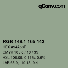 Color code: RGB 148.1 165 143 | qconv.com
