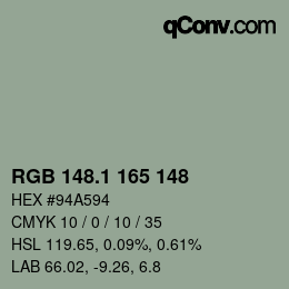 Color code: RGB 148.1 165 148 | qconv.com