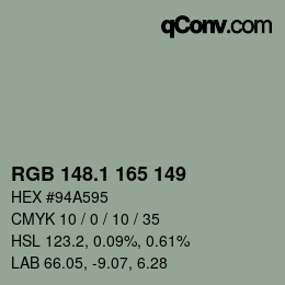 カラーコード: RGB 148.1 165 149 | qconv.com