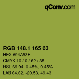 カラーコード: RGB 148.1 165 63 | qconv.com