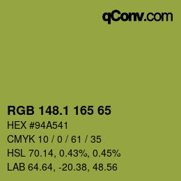 カラーコード: RGB 148.1 165 65 | qconv.com