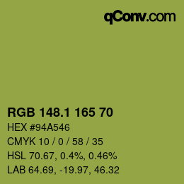 カラーコード: RGB 148.1 165 70 | qconv.com