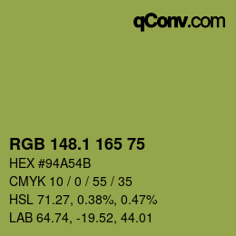 カラーコード: RGB 148.1 165 75 | qconv.com
