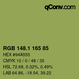 カラーコード: RGB 148.1 165 85 | qconv.com