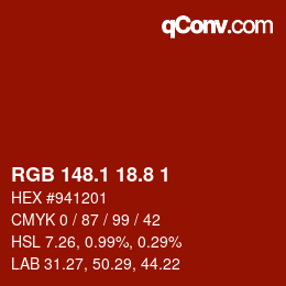 カラーコード: RGB 148.1 18.8 1 | qconv.com