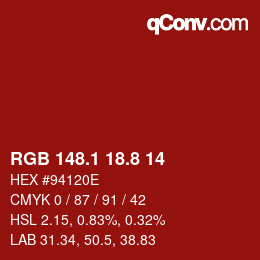Color code: RGB 148.1 18.8 14 | qconv.com
