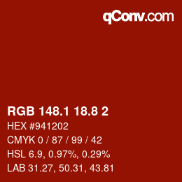 カラーコード: RGB 148.1 18.8 2 | qconv.com