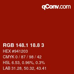 カラーコード: RGB 148.1 18.8 3 | qconv.com