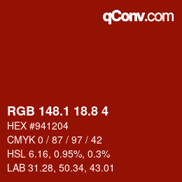 Color code: RGB 148.1 18.8 4 | qconv.com