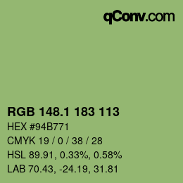 カラーコード: RGB 148.1 183 113 | qconv.com