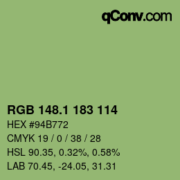 カラーコード: RGB 148.1 183 114 | qconv.com