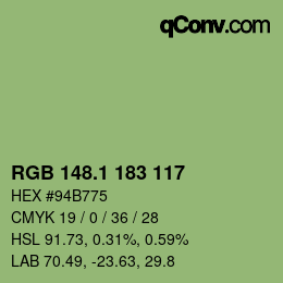 カラーコード: RGB 148.1 183 117 | qconv.com