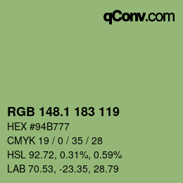 カラーコード: RGB 148.1 183 119 | qconv.com