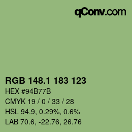 カラーコード: RGB 148.1 183 123 | qconv.com