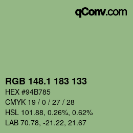 カラーコード: RGB 148.1 183 133 | qconv.com