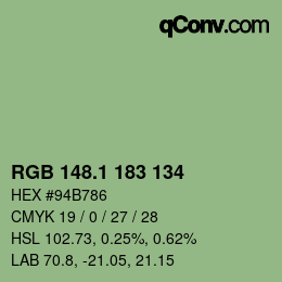 Color code: RGB 148.1 183 134 | qconv.com