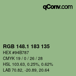 カラーコード: RGB 148.1 183 135 | qconv.com