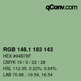 Color code: RGB 148.1 183 143 | qconv.com