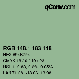 Color code: RGB 148.1 183 148 | qconv.com