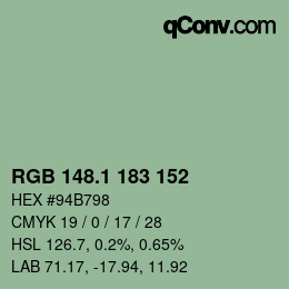 カラーコード: RGB 148.1 183 152 | qconv.com