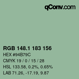 カラーコード: RGB 148.1 183 156 | qconv.com