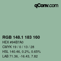 カラーコード: RGB 148.1 183 160 | qconv.com