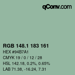カラーコード: RGB 148.1 183 161 | qconv.com