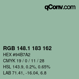 Color code: RGB 148.1 183 162 | qconv.com