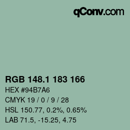 カラーコード: RGB 148.1 183 166 | qconv.com