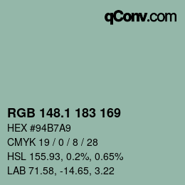 Color code: RGB 148.1 183 169 | qconv.com
