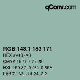 Color code: RGB 148.1 183 171 | qconv.com