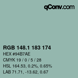 Color code: RGB 148.1 183 174 | qconv.com