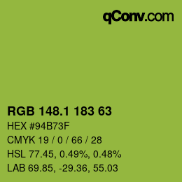 カラーコード: RGB 148.1 183 63 | qconv.com