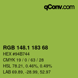 カラーコード: RGB 148.1 183 68 | qconv.com