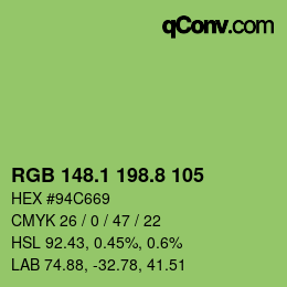 カラーコード: RGB 148.1 198.8 105 | qconv.com